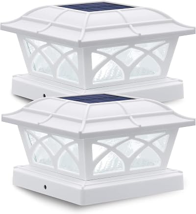 Siedinlar Solar Post Cap Lights 2 Pack 4x4 5x5 6x6 Weatherproof White