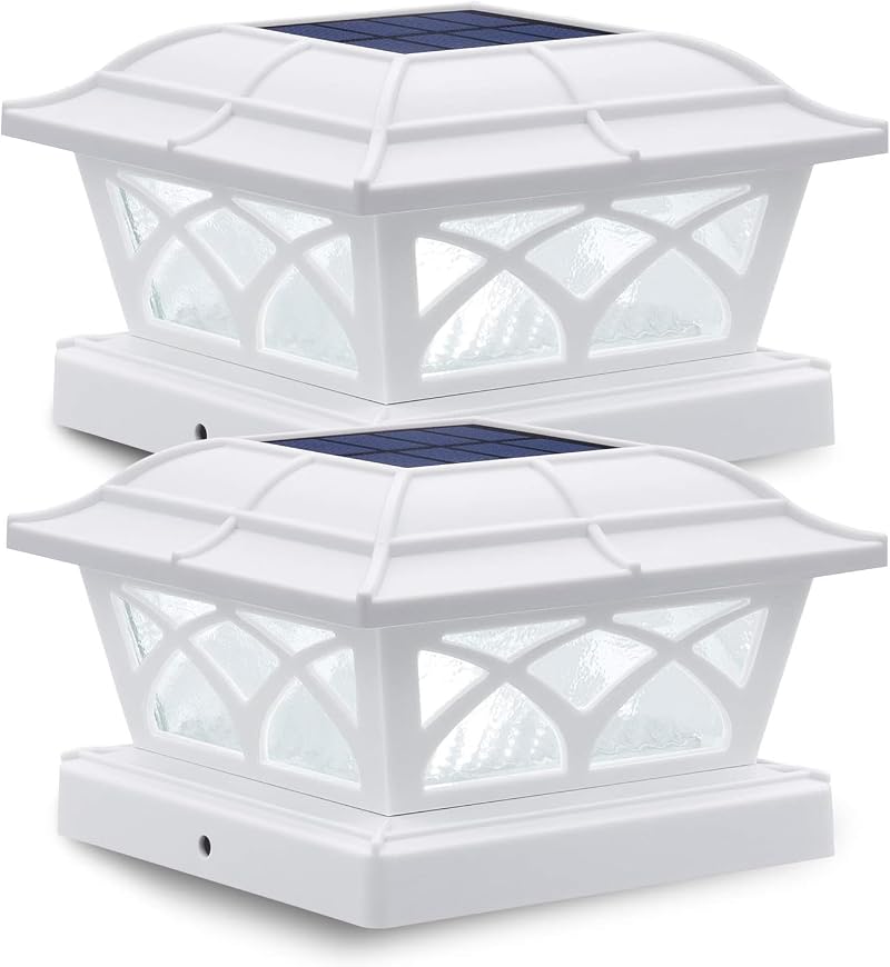 Siedinlar Solar Post Cap Lights 2 Pack 4x4 5x5 6x6 Weatherproof White