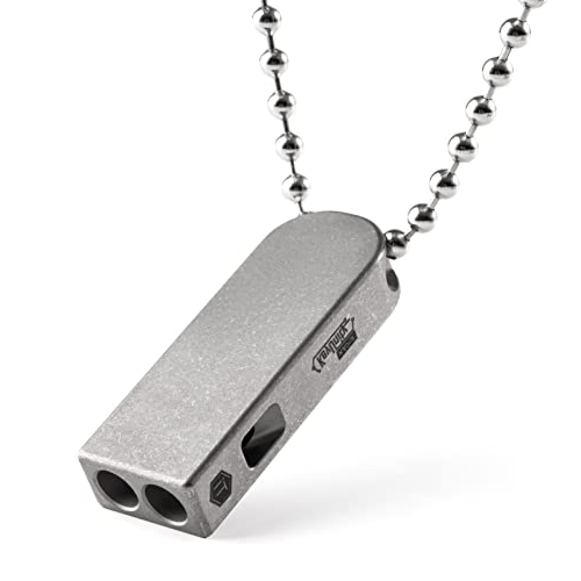 KeyUnity Titanium Emergency Whistle,EDC Loud Signal Two Tubes Whistle for Key Chain 120dB for Outdoor Camping, Hiking & Training (Silver KA25L)