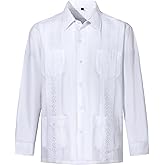 Mens Shirts Guayabera Shirts Cuban Long Sleeve Mexican Shirts for Men