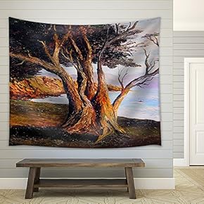 Very Nice Small Scale Oil Painting on Canvas - Fabric Wall Tapestry Home Decor - 51x60 inches
