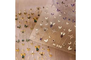 SPLOCUDU Gold Butterfly Nail Art Stickers 5D Embossed Butterfly Nail Decals Puper Green Bronzing Silver Butterflys Nails Design Self Adhesive Nails Art Supplies for Women Nails Decoration