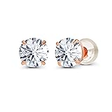 14K Solid Rose Gold 4mm Round Natural White Topaz