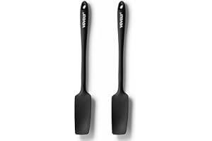 2-Pack VOVOLY Silicone Jar Spatulas, Long Handle Jar Spatulas, 600ºF Heat Resistant Small Spatula, Seamless Design, Stainless