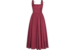 Scarlet Darkness Women's Renaissance Overdress Square Neck Maxi Corset Dress with Pockets