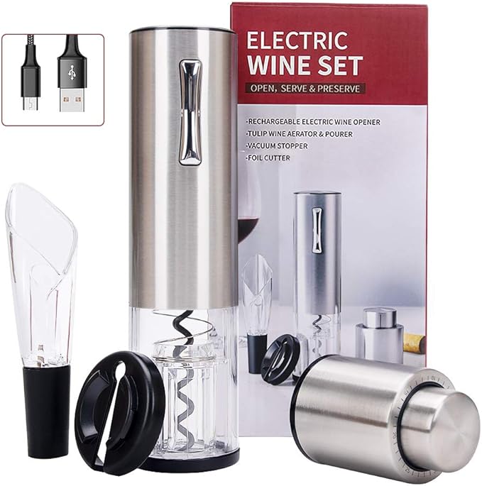CIRCLE JOY Electric Wine Opener Set, Automatic Corkscrew, Rechargeable