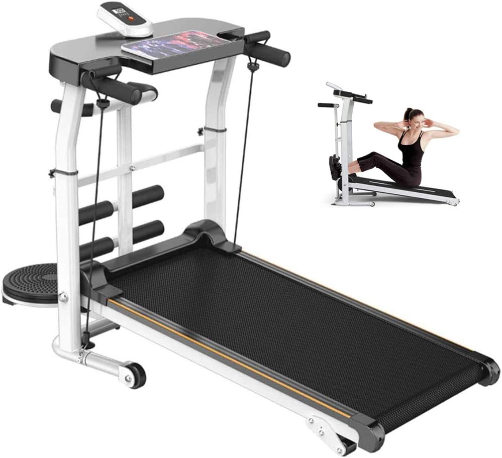 Treadmill for Home, Mini Household Weight Loss Equipment Folding Mechanical Treadmills Multifuncional Manual Running Machine Fitness Walking Machine for Home Gym Exercise