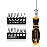 13-in-1 Ratcheting Screwdriver Set, Adjustable Multi-bit with Magnetic Tips (Flat, Phillips, Torx, Hex, Square, Nut Drivers), Cushion Grip Handle