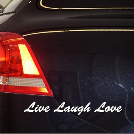 Amazon E Fly 車用ステッカー カーステッカー 防水ステッカー Sticker 文字ステッカー Live Laugh Love 車用装飾 文字外装 White ステッカー デカール 車 バイク