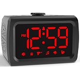 Peakeep 115dB Super Loud Alarm Clock for Heavy Sleepers Adults Teens | Large Display Auto/Manual Brightness for Bedrooms, USB Charger, 6 Wake-up Alarm Sounds Battery Backup, Oversleeping Fix