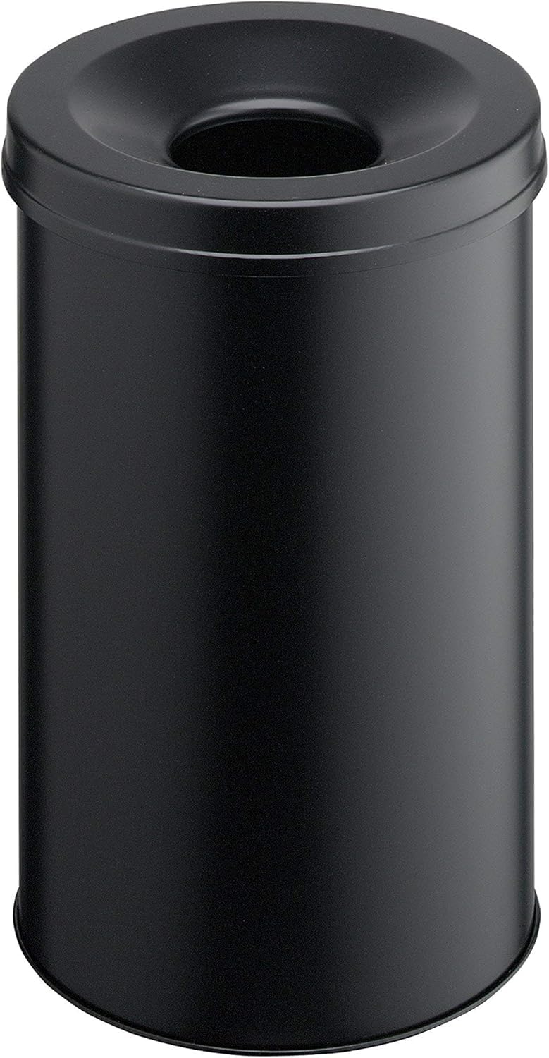 Durable Self-Extinguishing Metal Waste Bin Black 30 Litre Capacity | Stylish and Modern Finish | for Complete Safety In The Office, Warehouse, School, etc.