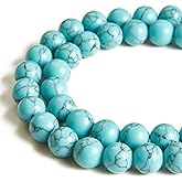 60pcs 6mm Blue Turquoise Beads Natural Gemstone Beads Round Loose Beads for Jewelry Making