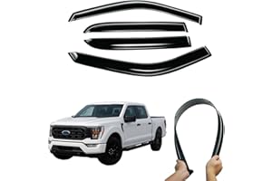 LAX Heavy-Duty Outside-Mount Truck Window Visors Rain Guards for 2015-2025 Ford F150 SuperCrew Cab, Tape-On Design, Set of 4