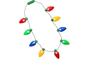 CPPSLEE Christmas Light Up Bulb Necklace, LED Christmas Accessories Light Necklace, 3 Modes Xmas Bulb Necklace for Ugly Sweater New Year Party Favor (1 Pack)