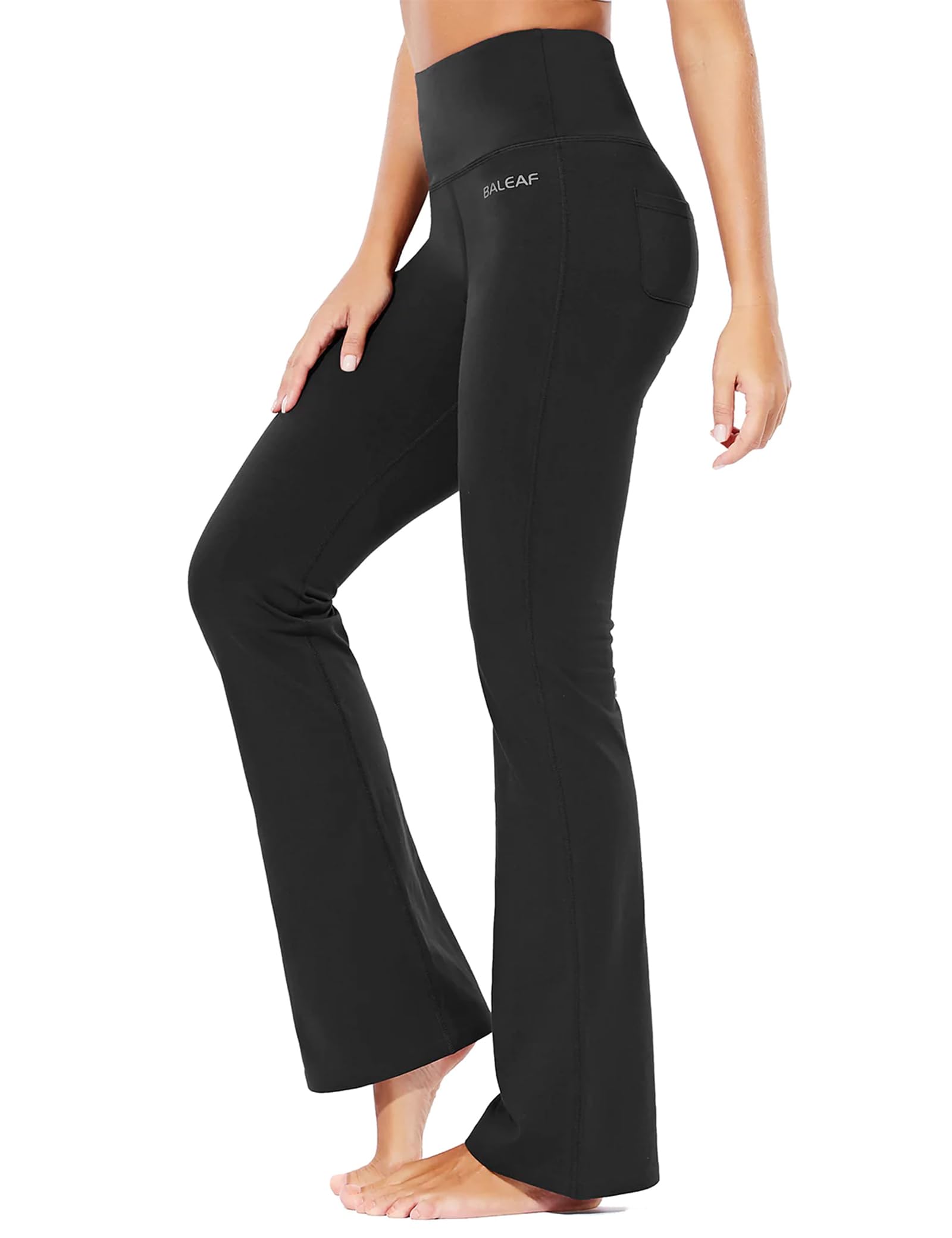 Photo 1 of baleaf Womens Cotton Flare Yoga Pants High Waisted Bootcut Bell Bottom Leggings Dressy Work Office Trousers Black XXL
