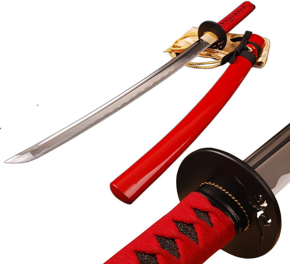 YJ COOL Real Sharp Japanese Samurai Wakizashi Carbon Steel Medium Sword