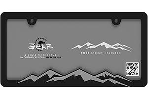 CUSTOM CAR GEAR Mountain License Plate Frame Bracket (Chrome on Black)