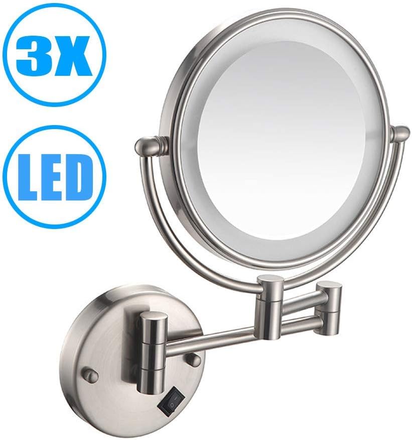 Espejo de Maquillaje con Luces Y 3 Aumentos con Luz Espejo 8 en Montado
