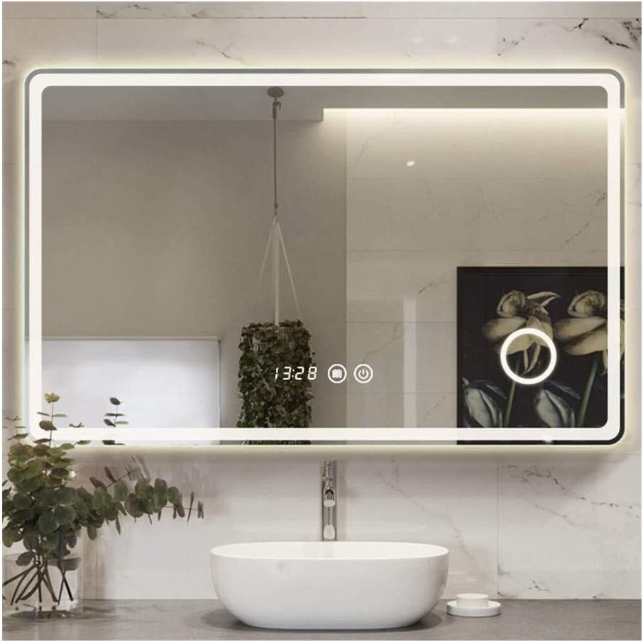 JKFZD Bathroom Mirror Modern Rectangular Wall Mounted With LED Lights Adjustable Touch Switch Vanity Makeup Mirror (Size : 75cm*120cm(29.5in*47.2in))