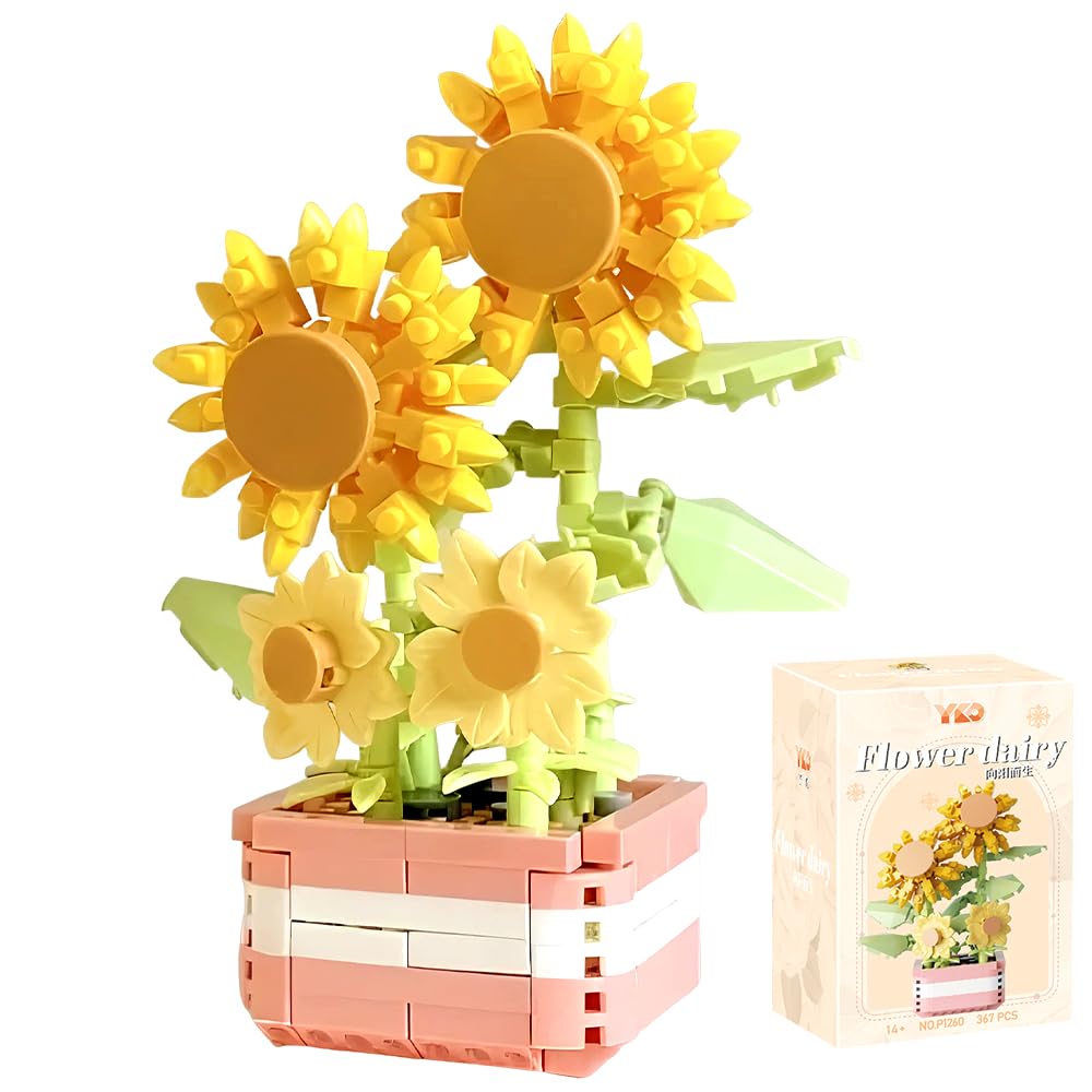 NimblusToy Mini Flowers Building Block Set, DIY Building Toy Sets Bouquet Building Block, Artificial Flowers, Bouquet with Flower Base, Botanical Collection Birthday Gift for Girls Boys Ages 6+ (A)