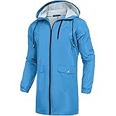 COOFANDY Men's Long Raincoat Ligtweight Rain Jacket Waterproof Outdoor Jackets with Hood