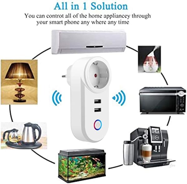 16 A Enchufe inteligente Wi Fi Smart Plug con 2 puertos USBControl Remoto y Funcin de Temporizador Compatible con Alexa y Google HomeNo Requiere Concentrador