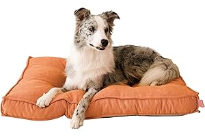WELLYELO Large Dog Bed Outdoor Dog Crate Beds for Large Medium Dogs Dog Crate Pad Pet Bed Machine Washable (36x27x4, Orange)