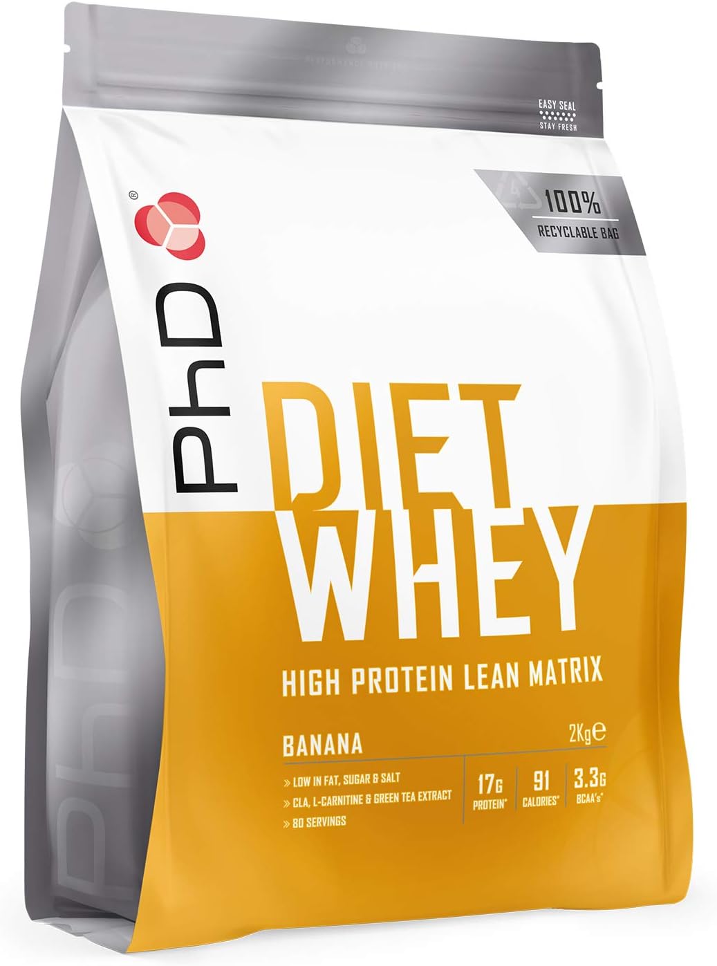 PhD Nutrition Diet Whey Low Calorie Protein Powder, Low Carb, High Protein Lean Matrix, Banana Diet Whey Protein Powder