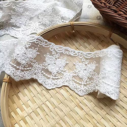 Photo 1 of Sourcemall Lace Trim Ribbon, Delicate Crown Ribbon for Crafts Sewing and Bridal Wedding Dress Applique Decorations, 3.3inch Width 5 Yards/Lot (White)