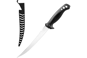 BszykzDXI Fishing Fillet Knifes, 7 inch Flex Filet Knife with Non-Slip Grip Handle, Full Tang Sharp G4116 Steel Non-Stick Blade for Outdoor Fishing Tool Set