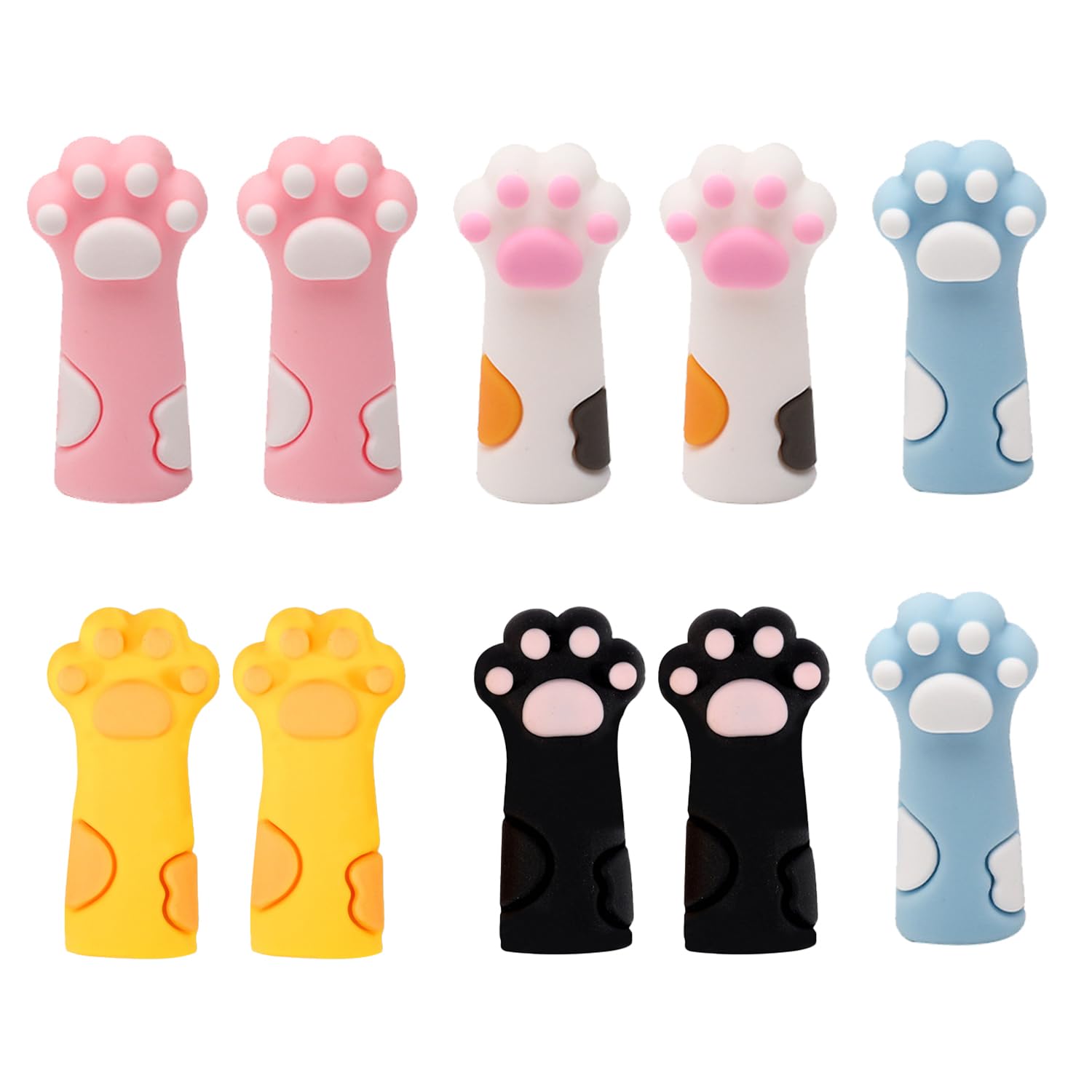 MEISH 10 Pieces Pencils Caps Cat Paw Pencil Toppers Cartoon Pencil Topper Clip Office Home Supplies for Adult (5 Color)