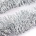 iPEGTOP 26.2ft Christmas Tinsel Garland, Classic Thick Colorful Reflections Shiny Sparkly Soft Party Hanging Tinsel Ornaments Ceiling Christmas Tree Decorations, 4 inch Wide - Silver