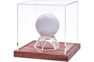 LITY Golf Ball Display Case, No Assembly Required Clear Cube with Solid Wooden Base, Autograph Golf Ball Stand Box for Single Ball(1 Pack)
