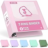 Sooez 3 Ring Binder 3 Inch, Large Binder with Pockets, Pink, Letter Size | Holds 670-Sheet of 8.5x11 Paper, Extra Durable, PVC-Free, Clear View Cover, Interior Pockets, Eco-Friendly, School, Office