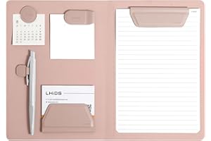 LHiDS Creative Magnetic Business Portfolio Lite Resume Padfolio Organizer with Clipboard, Paper Clip, Writing Pad, Pen/Card Holder, Magnetic Closure for Work, School and More (Rose Pink, A5)