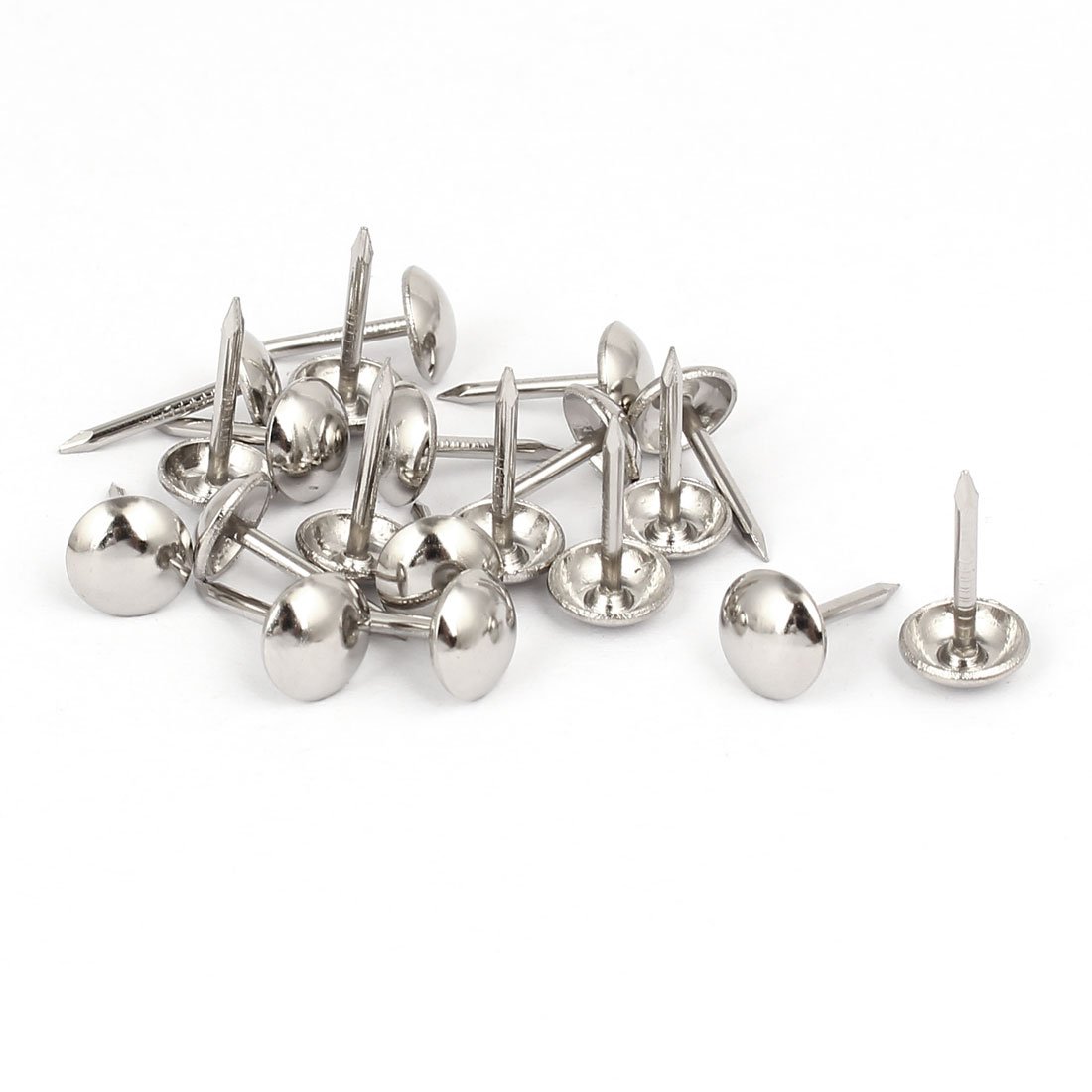 Sourcingmap 8mm Head Dia 15mm Height Upholstery Nail Thumb Tack Push Pin Silver Tone 20pcs
