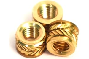 [ J&J Products, Inc ] M4 Brass Insert 50pcs,6.5mm OD, 4.7 mm Length, Female M4 Thread, Press Fitting or Heat Sink or Injection Molding Type, 50 pcs