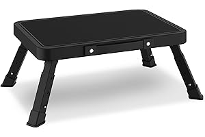 GQO Folding Step Stool for Adults Kids, Heavy Duty Height-Adjustable Foldable Stepping Stool with Non-Slip Platform,Collapsible Foot Step Stool for Bathroom Bedroom Kitchen RVs with 500 LBS Capacity,Black