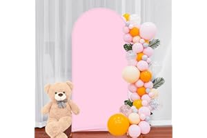 Albassa Arch Backdrop Cover 2-Sided Spandex Fitted Round Top Chiara Backdrop Frame Stand Cover for Baby Shower Birthday Party Wedding Decoration (Pink, 6FT)