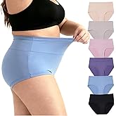 WhilyeePam Women's Plus Size Underwear XL-5XL Panties High Waisted Briefs 6-Pack