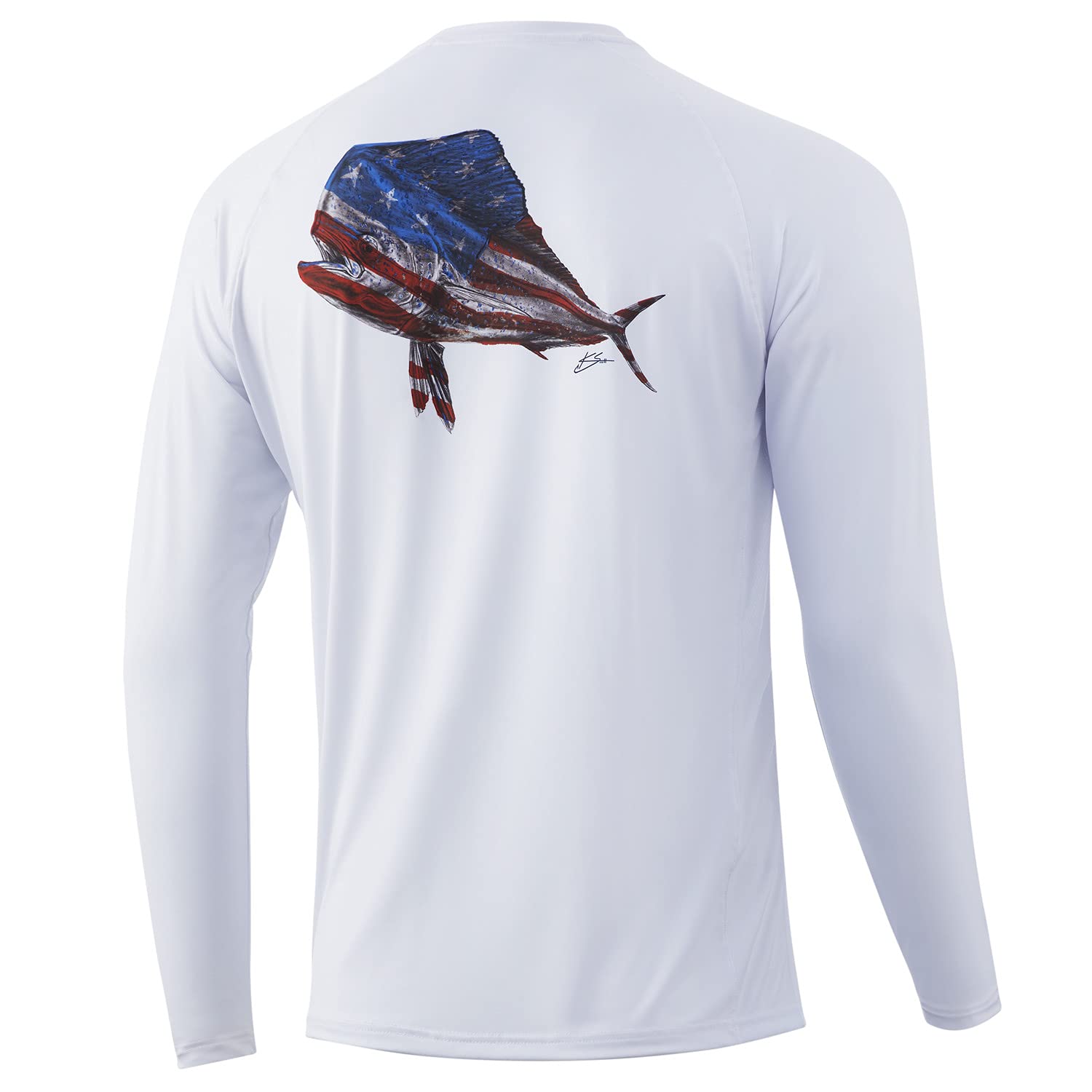 HUK Men’s KC Pursuit Long Sleeve Sun Protecting Fishing Shirt, Mahi and Stripes-White, XX-Large