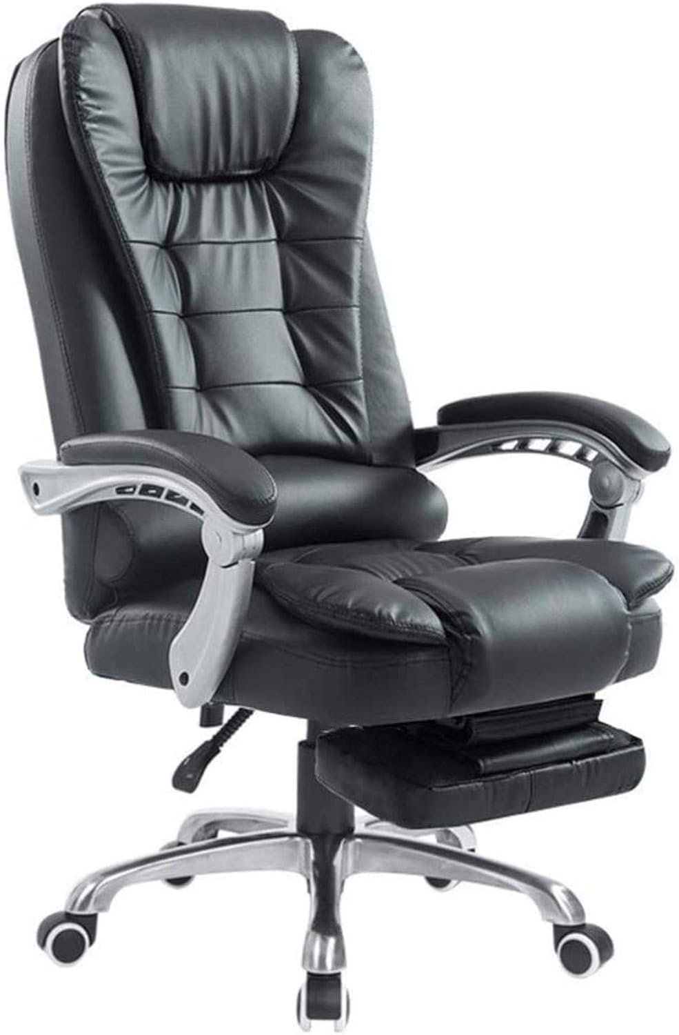 Fauteuil De Bureau Ergonomique En Cuir PU - Siège Pivotant, Dossier Inclinable, Hauteur Réglable, Couleur Brun