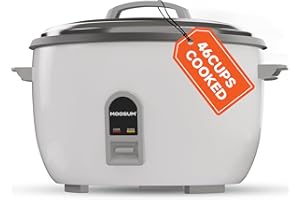 MOOSUM Commercial Rice Cooker, Large Capacity 23-Cup (UnCooked), 46-Cup (Cooked) with One Touch Operation and 12-Hour Keep Warm,Easy to Use and clean,1600W, White