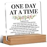 AA Sobriety Gifts for Women, Sober Gifts AA NA Recovery Gift from Addiction One Day At a Time Clear Acrylic Decorative Sign Desk Decor