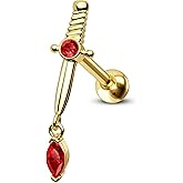 CM Crareesi Mania Dagger Helix Earrings 316L Stainless Steel Cartilage Earrings Studs Dangle Helix Piercing Jewelry for Women 16G Helix Earrings Studs