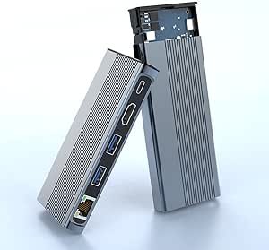 USB C Hub con Carcasa para Disco Duro M.2 NVME y SATA, 6 ...