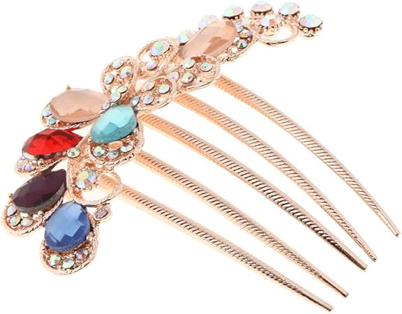 Amazon ヘアクリップ ヘアコーム 櫛 ヘアピン レディース 花びら ラインストーン 花嫁 ヘアジュエリー カラフル D Dolity ヘアアレンジ用コーム 通販