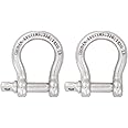 SHONAN 3/8" Bow Shackles, Heavy Duty D Ring Shackle Marine Grade, 2 Pcs Stainless Steel Boat Anchor Kit Large Screw Shackles for Chain or Strap, 1420 Lbs Capacity