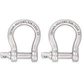 SHONAN 3/8" Bow Shackles, Heavy Duty D Ring Shackle Marine Grade, 2 Pcs Stainless Steel Boat Anchor Kit Large Screw Shackles for Chain or Strap, 1420 Lbs Capacity