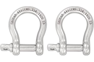 SHONAN.SYSTEMS SHONAN 3/8" Bow Shackles, Heavy Duty D Ring Shackle Marine Grade, 2 Pcs Stainless Steel Boat Anchor Kit Large Screw Shackles for Chain or Strap, 1420 Lbs Capacity